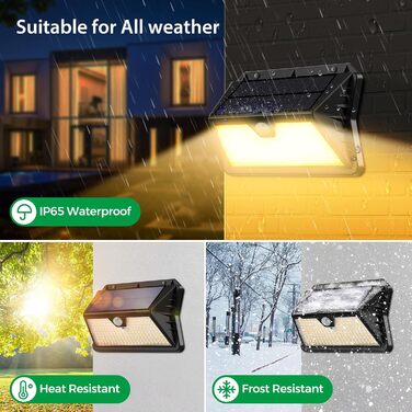 Solar Lights for Outdoors with Motion Sensor, Pack of 185 LED 3 Modes Solar Lights for Outdoors IP65 Waterproof, LED Outdoor Wall Lights for Wall Light, Garden, Yard, Garage, House Doors (Cool White) (Warm White, 2 Pieces)