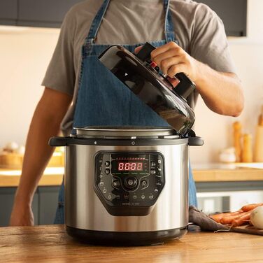 Cecotec programmable oven with GM H Fry Air Fryer head. Multifunction kitchen robot, 6-liter capacity, forward-opening lid, 24-hour programmable, adjustable temperature, recipe book Model H Fry