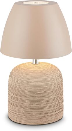 LED настільна лампа BRILONER бездротова IP44 з сенсором, диммуванням, керамічним цоколем, для дому та саду, 13,5x22 см, Бежева
