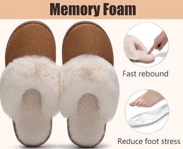 Тапочки зимові для дому та вулиці, теплі з меморі-піною, антиковзкі, для жінок та чоловіків (36.5/38 EU, темно-коричневі)