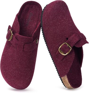 Тапочки халатні жіночі Dokela зимові, утеплені, чоловічі, з повстю, з корковим устілкою, шльопанці, мокасини, антиковзаючі, зручні, шкіряні, червоні (41 EU)