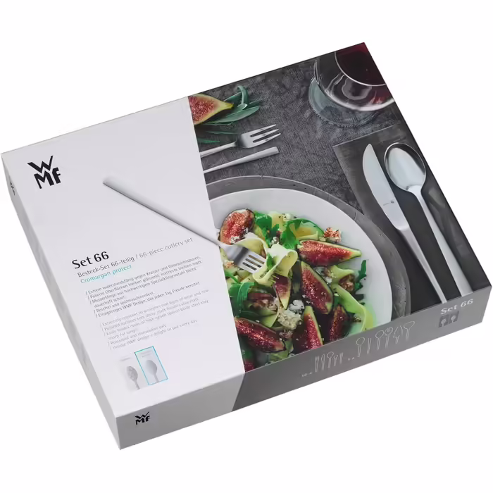 WMF Premiere Cutlery Set, 12 Place Settings, 66 Pieces, 60 Pieces with Serving Utensils, Hollow-Ground Knives, Cromargan protect polished, scratch-resistant, dishwasher-safe, 66-piece Single