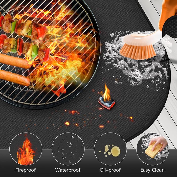 Килимок для грилю 180x100 см, силіконовий, термостійкий, вологостійкий. Захист для BBQ, каміну, газону та кемпінгу
