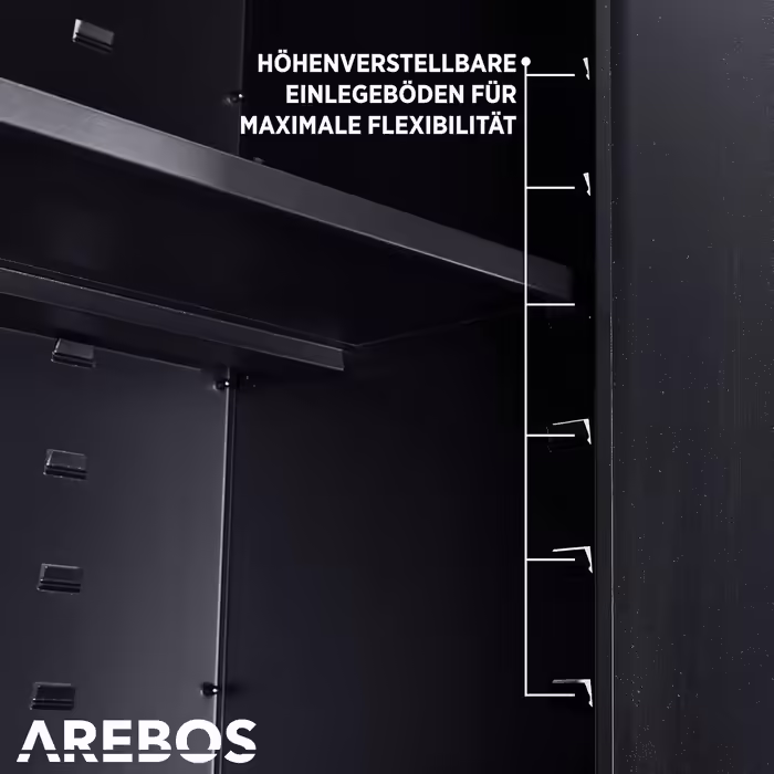 Металевий офісний шафа Arebos, чорний, 90x90x40 см, з регульованою полицею, для зберігання документів і матеріалів