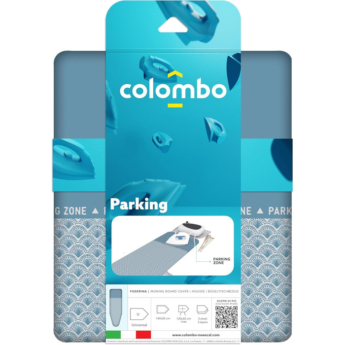 Чохол для прасувальної дошки COLOMBO Parking, 100% бавовна, 140x50 см, тришаровий, Італія