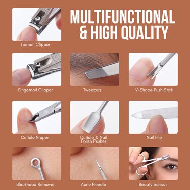 Набір для манікюру та педикюру FAMILIFE: 8 предметів з нержавіючої сталі, професійний, з кейсом, подарунок для чоловіків