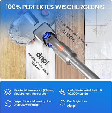 Насадка-мийник для пилососів Dyson V7/V8/V10/V11/V15/Gen5, електрична, з резервуаром для води та 6 моп-накладками + 1 контейнер для води