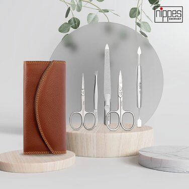 Набір для манікюру Solingen Classic Premium від Nippes: якісні інструменти з нержавіючої сталі в шкіряному етиюі (5 предметів)