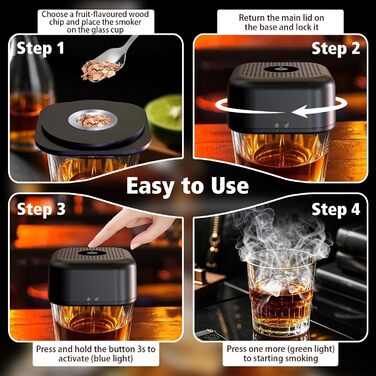 Електричний набір для копчення коктейлів, Смок для віскі з 6 смаками, перезаряджається, подарунок для чоловіків