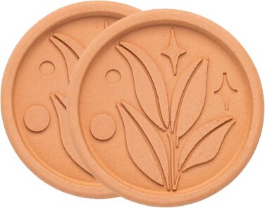 Goodful Brown Sugar Saver and Softener, Blatt-Design, reusable, terracotta disc, 2 pack, clay
