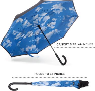 Складаний парасолька Inbrella Reverse-Close Royal/Black – чорний, з королівським дизайном