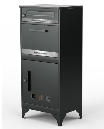 Поштовий ящик вуличний Edestahl Anthrazit з газетницею (37x37x10 см) та індивідуальним іменним шильдиком. Водонепроникний, з наклейкою проти небажаної реклами.