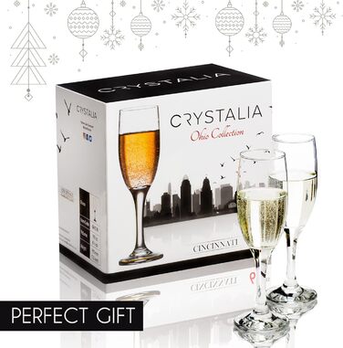 Набір келихів для шампанського Crystalia Luxus, 6 шт., 190 мл, без свинцю, придатні для миття в посудомийній машині