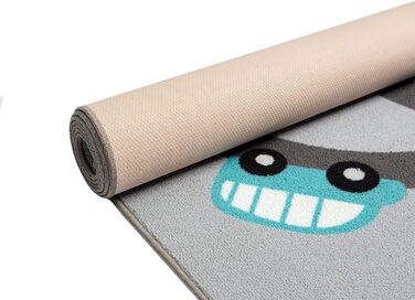 Дитячий килим Happy Life: Ігровий килим з мотивом доріг, джунглів, тварин та автомобілів, антиковзкий, легкий у догляді, 80x150 см (200x290 см, джунглі-сірий)