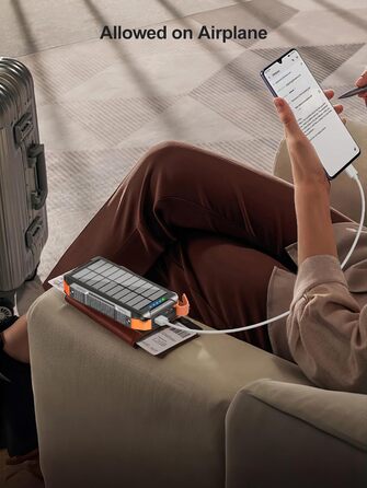 Сонячний Power Bank 26800mAh з 4 кабелями, 30W, Магнітний, USB-C, 7 портів, Ліхтар, для телефону, планшета, кемпінгу