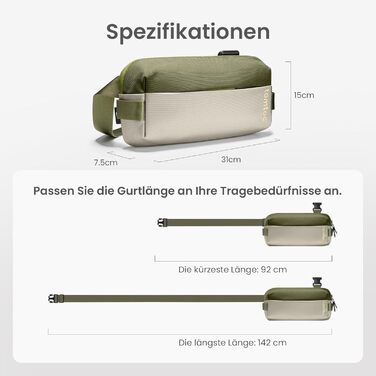 Сумка tomtoc Kompakt Sling Bag: поясна, через плече, для Switch/iPad mini, 3л, оливковий
