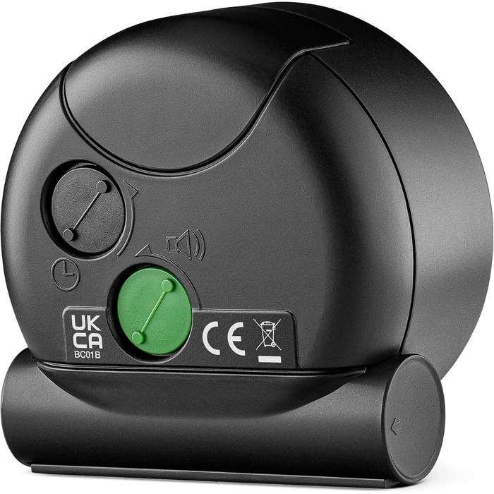 Braun Classic Analog Alarm Clock with Snooze Function and Light, Silent Quartz Movement, Crescendo Alarm in Black, Model BC01B.