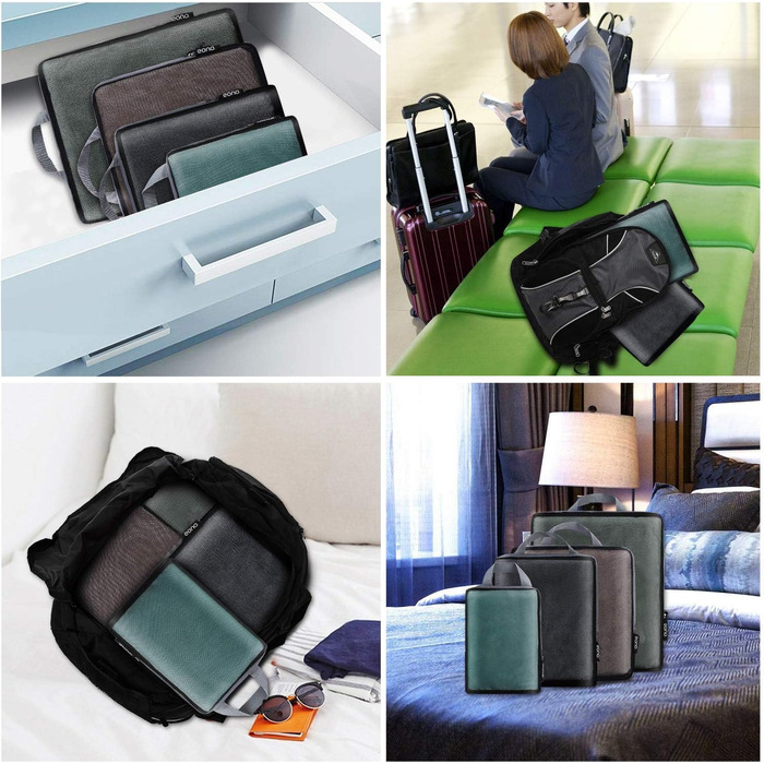 Органайзери для подорожей Eono by Amazon (4 шт.): компресійні куби для пакування валіз та рюкзаків