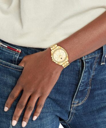 Годинник Tommy Hilfiger для жінок з циферблатом Multi та кварцовим механізмом, сталевий браслет (Золотий)