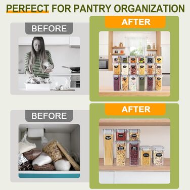 Набір контейнерів для зберігання Cinnani 2.8L (6 шт.) з кришкою, герметичні, BPA free, для круп, мюслі, макаронів, рису, борошна