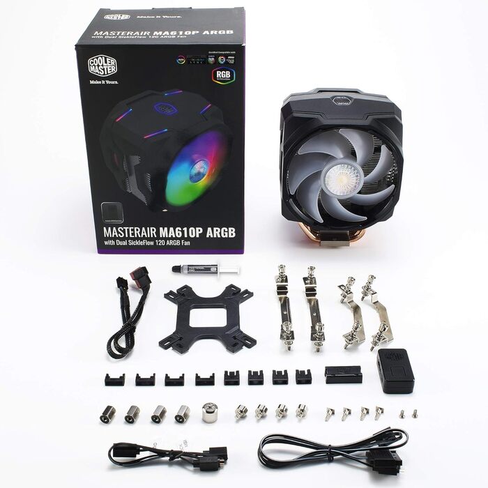 Система охолодження CPU Cooler Master MasterAir MA610P ARGB з двома радіаторами та 6 тепловими трубами