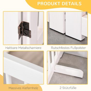 Захисний бар'єр для собак PawHut - самостійний, 204 x 75 см, 4 панелі, білий