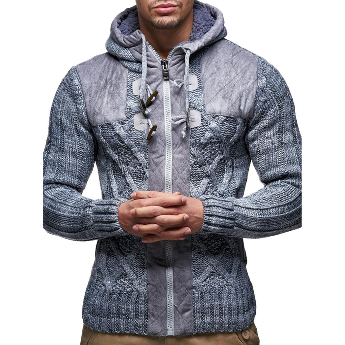 Кардиган чоловічий Leif Nelson з капюшоном та блискавкою - в'язана спортивна куртка для чоловіків, сірий (4XL)