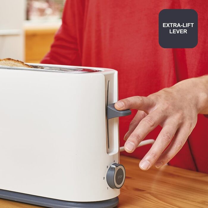 Тостер Black+Decker BXTO1001E, 1000 Вт, 7 рівнів підсмажування, підйом тостів, білий