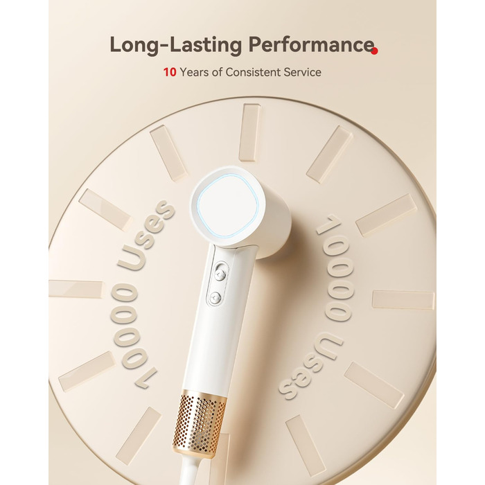 Фен з дифузором, потужний фен з мотором 160 000 об/хв, іонізатор, 500 млн негативних іонів, для подорожей та дому (сірий), з дифузором