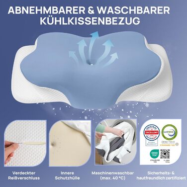 Подушка ортопедична Mulisoft Memory Foam для сну на боці, спині та животі, сіра, розмір М