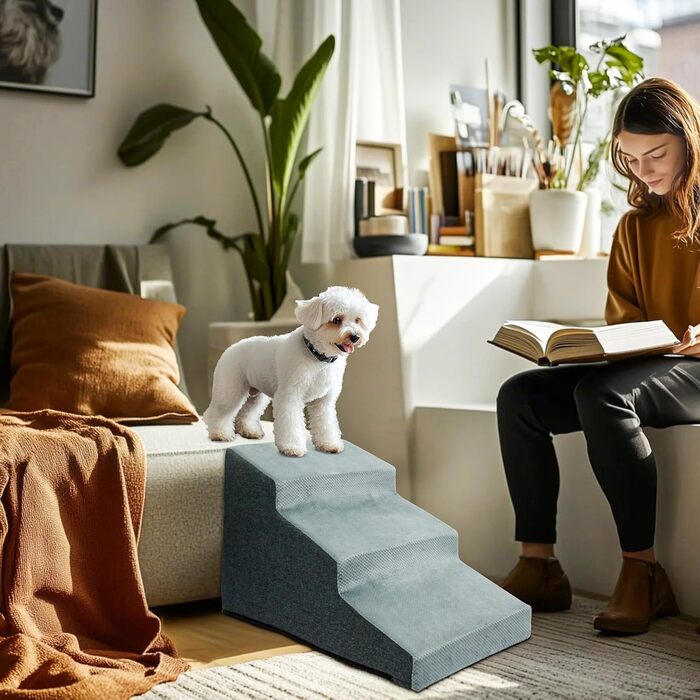 Сходинки для собак BingoPaw: 3 сходинки, 40 см, знімний чохол, протиковзкий, для маленьких собак, котів, до дивану/ліжка, 39x65x40 см