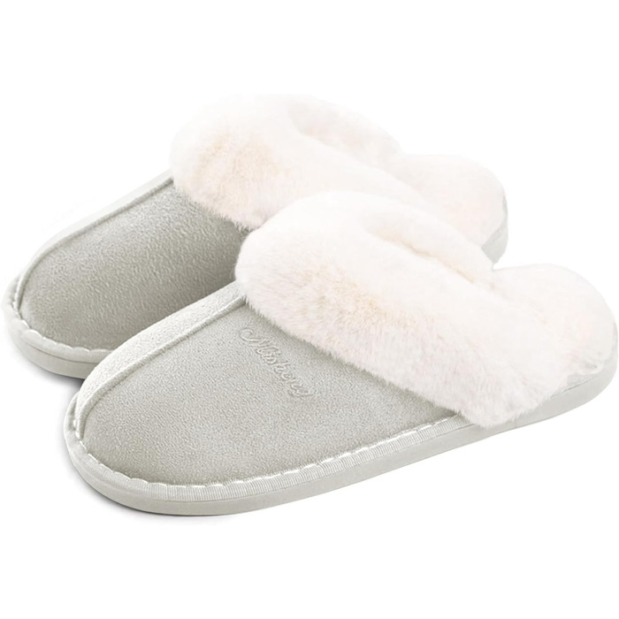 Домашні тапочки для жінок та чоловіків зимові теплі з синтетичного хутра, ламіно, штучного хутра, плюшу, пуху, м'які, нековзні, пантолетти для дому та вулиці (38.5/40 EU, Гляцієрово-сірий)