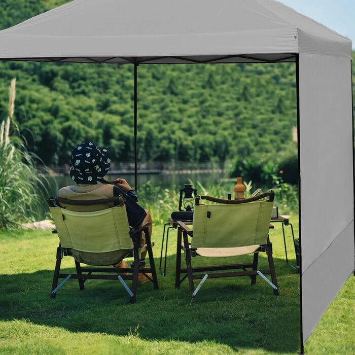 2 Baldachin Side Walls, Tent Side Wall for 3x3m Pop-Up Baldachin, Waterproof with Silver Coating for 3M Straight Leg, Outdoor Pavilions, Instant Awnings, only white side wall (Grey)