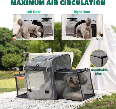 Розширюваний рюкзак для собак та котів Nobleza з сіткою, зручний та складаний, з внутрішньою безпечною лінійкою та килимком, сірий