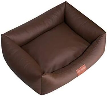 Софа для собак Leo4dog Natalie: штучна шкіра, м'яке ліжко, 4 розміри (XXL 130x100 см, коричнева)