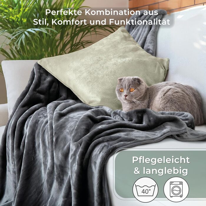 Плед Грaфенстейн® Kuscheldecke Cashmere-Feeling: м'який та пухнастий, теплий флісовий плед 150x200 см (Антрацит)