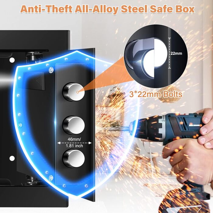 Сейф для дому Safe Tresor 25L вогне- та водостійкий з цифровим кодом, полицею та сигналізацією для цінностей, документів, ліків