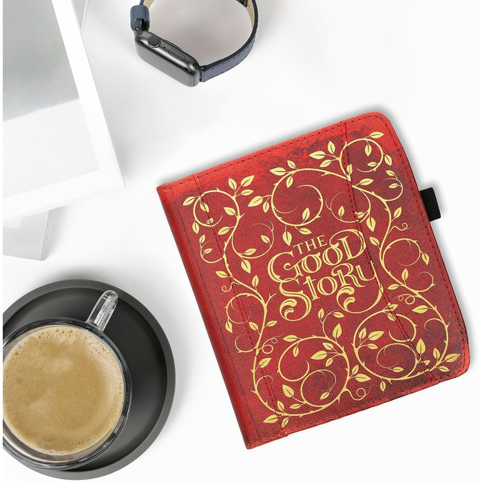 Чохол-книжка kwmobile для Pocketbook Era/Era Color з кишенею та лямкою - зображення читаючої жінки, чорно-бежевий