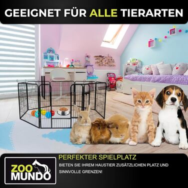 Zoomundo Забіг для цуценят 100см, XL: забіг для тварин, клітка, огорожа, загін для цуценят - Black Edition