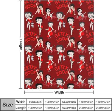Плед HYN Betty Boop з фланелі для софи, м'який, червоний, 127x101 см, подарунок для мами