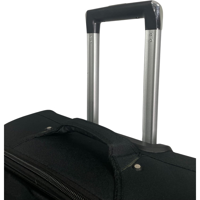 Чемодан-ролер Stoff з можливістю розширення, 4 колеса (M/L/XL/XXL або набір 4 шт.), м'який, великий (75 см), чорний