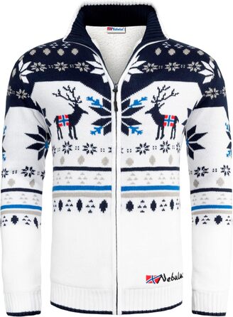 Чоловіча в'язана куртка Nebuus SVERRE, тепла та практична, колір Offwhite-navy (XL)
