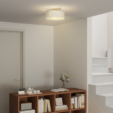 HOMCOM Flush Mount Ceiling Light with Acrylic Shade and Metal Frame, Compatible with Halogen and LED Bulbs