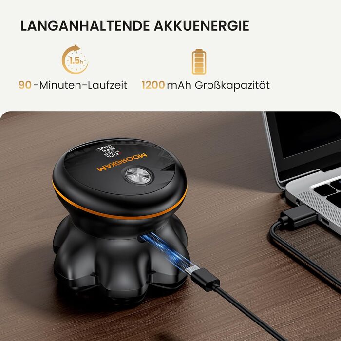 Електрична бритва для голови MAXGROOM 7D: водонепроникна, магнітна, з Type-C зарядкою, чорна