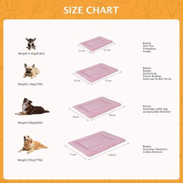 Dog Bed Soft and Warm Mat Dog Cushion Washable Cozy Reversible Pet Sofa Cushion PS085 (106x71 CM, Pink)
