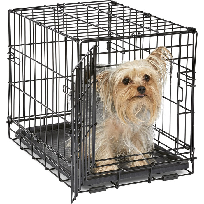 Кія для собак Midwest Homes for Pets Modell 1518, чорна, 46x31x36 см. З піддоном, перегородкою та захисними ніжками