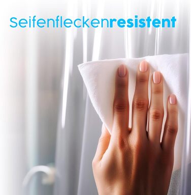 Прозорий душовий завіс ZENO 180x180 см - PEVA, з отворами та магнітами, водонепроникний, матовий