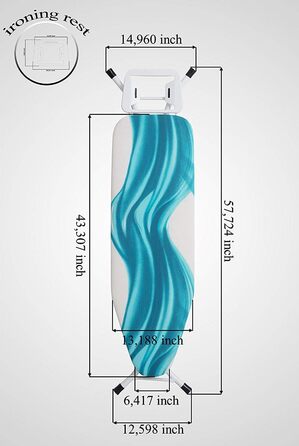 Прасувальна дошка Mabel Home регульована, розкішна, на 4 ніжках, з додатковим чохлом, синьо-білий візерунок