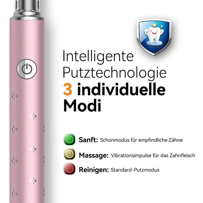 Електрична звукова зубна щітка JTF з очищувачем язика, 8 насадок, 5 режимів, функція пам'яті, таймер 2 хв, IPX7, швидка зарядка (3 год), для дорослих (блакитна), з додаванням алмазного порошку