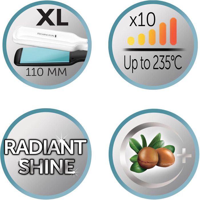 Випрямляч для волосся Remington S8550 Shine Therapy з LCD-дисплеєм: керамічне покриття з аргановою олією та вітаміном E, 150-230°C